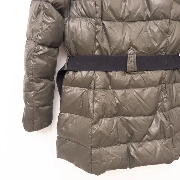 Women's Olive Puffer Jacket with Faux Fur Hood - Picture 14 of 16